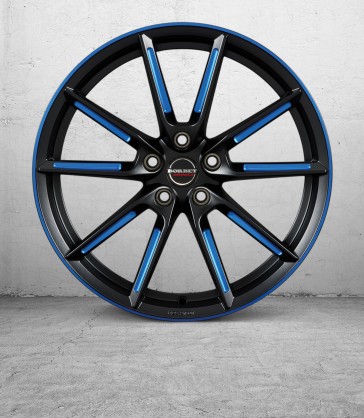 Borbet LX black matt spoke rim blue polished